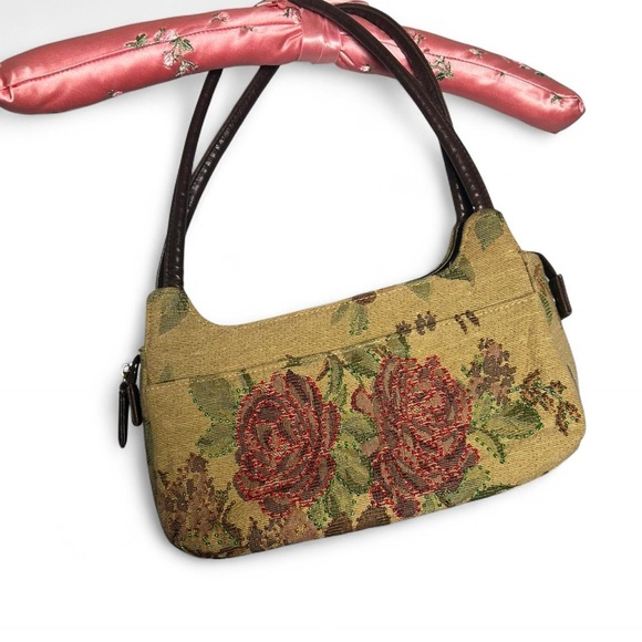 Cherokee Handbags - Rose Embroidered Tan Handbag